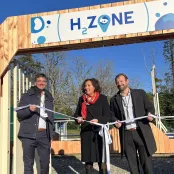 Laurence Poirier-Dietz, Thomas Muller et Stephane Doisteau inaugurent la plateforme H2