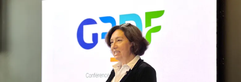 Laurence Poirier-Dietz lors de la conférence annuelle de GRDF le 4 avril 2024..