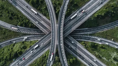 Autoroute photographiée au Royaume-Uni.